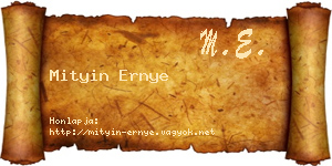 Mityin Ernye névjegykártya
